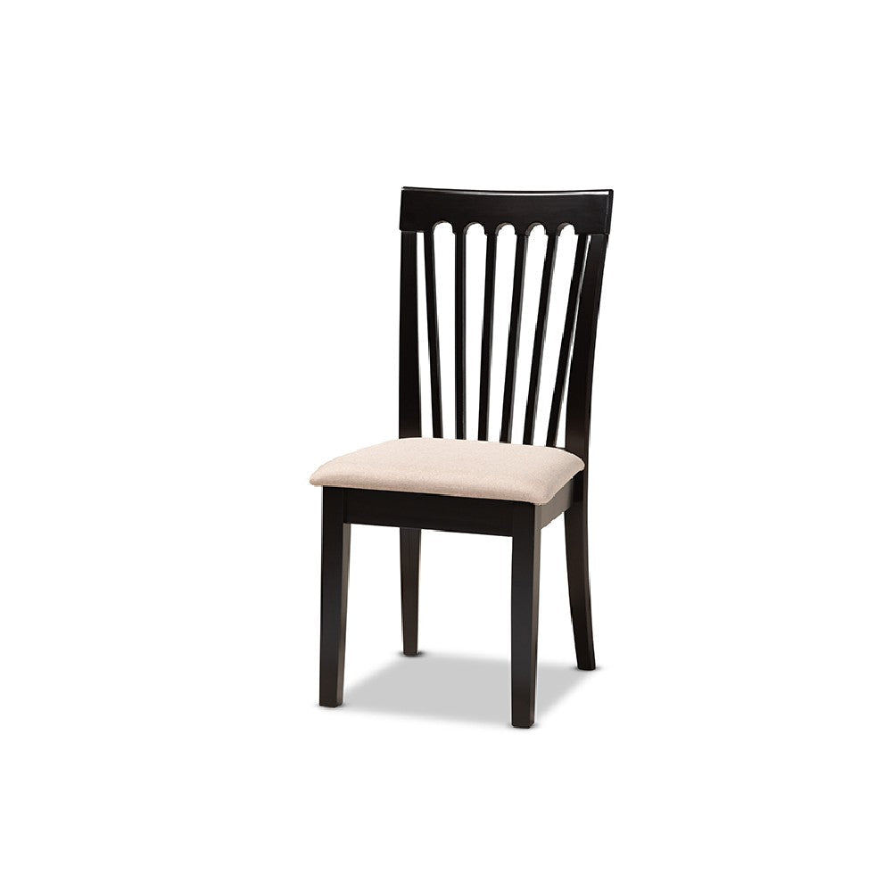 Baxton Studio Lore Modern and Contemporary Sand Fabric Upholstered and Dark Brown Finished Wood 7-Piece Dining Set