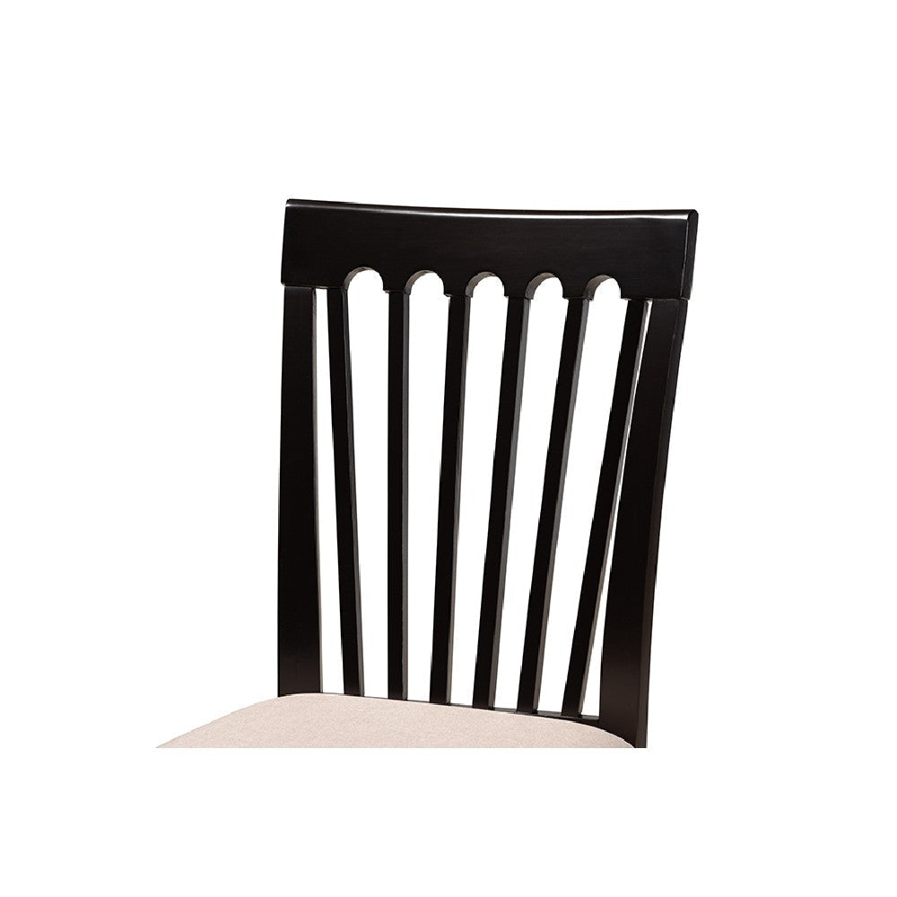 Baxton Studio Lore Modern and Contemporary Sand Fabric Upholstered and Dark Brown Finished Wood 7-Piece Dining Set