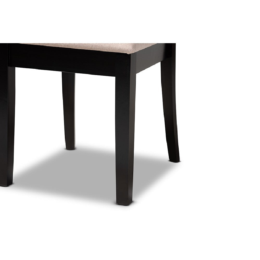 Baxton Studio Lore Modern and Contemporary Sand Fabric Upholstered and Dark Brown Finished Wood 7-Piece Dining Set