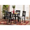 Baxton Studio Louisa Modern Grey Fabric and Dark Brown Finished Wood 5-Piece Dining Set WHI-Louisa-Grey-Dark-Brown-5PC-Dining-Set