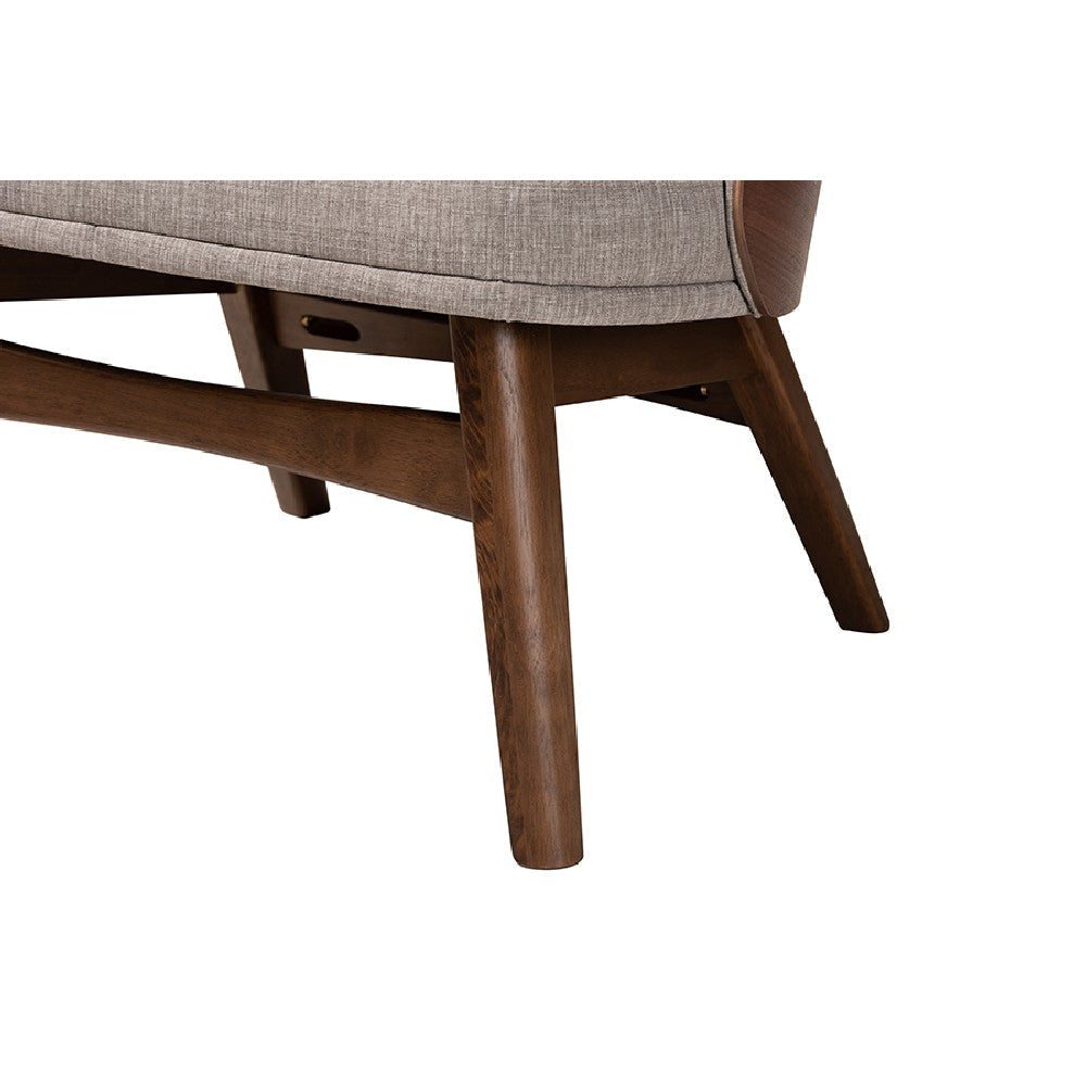 Baxton Studio Lovella Mid-Century Modern Grey Fabric and Walnut Brown Finished Wood 2-Piece Accent Chair Set WHI-Lovella-Walnut-CC