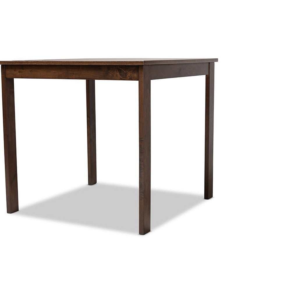 Baxton Studio Lovy Modern and Contemporary Beige Fabric Upholstered Dark Walnut-Finished 5-Piece Wood Dining Set