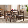 Baxton Studio Lovy Modern and Contemporary Gray Fabric Upholstered Dark Walnut-Finished 5-Piece Wood Dining Set