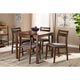 Baxton Studio Lovy Modern and Contemporary Gray Fabric Upholstered Dark Walnut-Finished 5-Piece Wood Dining Set