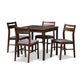 Baxton Studio Lovy Modern and Contemporary Gray Fabric Upholstered Dark Walnut-Finished 5-Piece Wood Dining Set