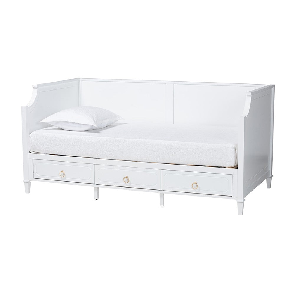 Baxton Studio Lowri Classic and Traditional White Finished Wood Twin Size 3-Drawer Daybed WHI-Lowri-White-Daybed-3DW-Twin