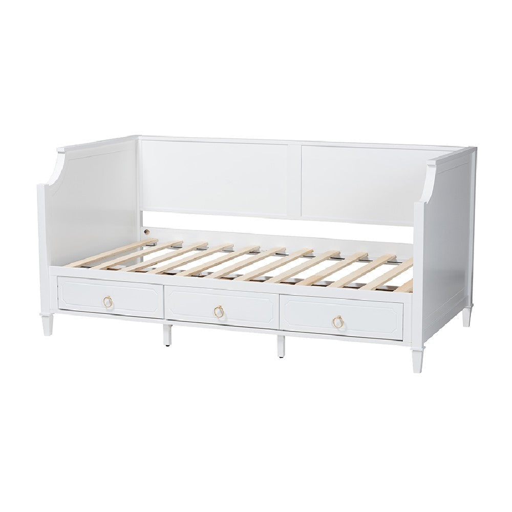 Baxton Studio Lowri Classic and Traditional White Finished Wood Twin Size 3-Drawer Daybed WHI-Lowri-White-Daybed-3DW-Twin