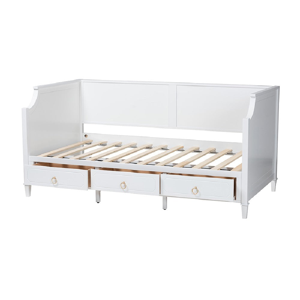 Baxton Studio Lowri Classic and Traditional White Finished Wood Twin Size 3-Drawer Daybed WHI-Lowri-White-Daybed-3DW-Twin