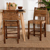 bali & pari Cordoba Bohemian Natural Seagrass and Mahogany Wood 2-Piece Counter Stool Set WHI-Luanda-Seagrass-CS
