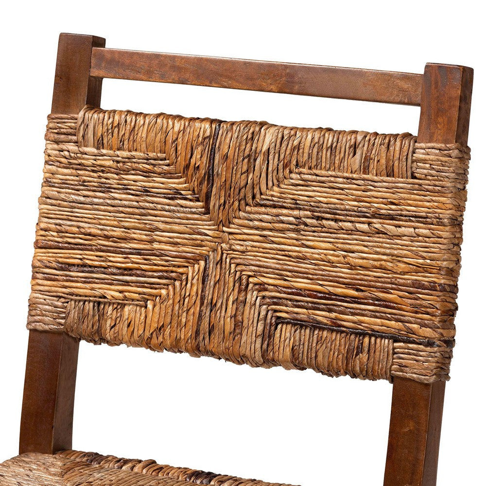 bali & pari Cordoba Bohemian Natural Seagrass and Mahogany Wood 2-Piece Counter Stool Set WHI-Luanda-Seagrass-CS