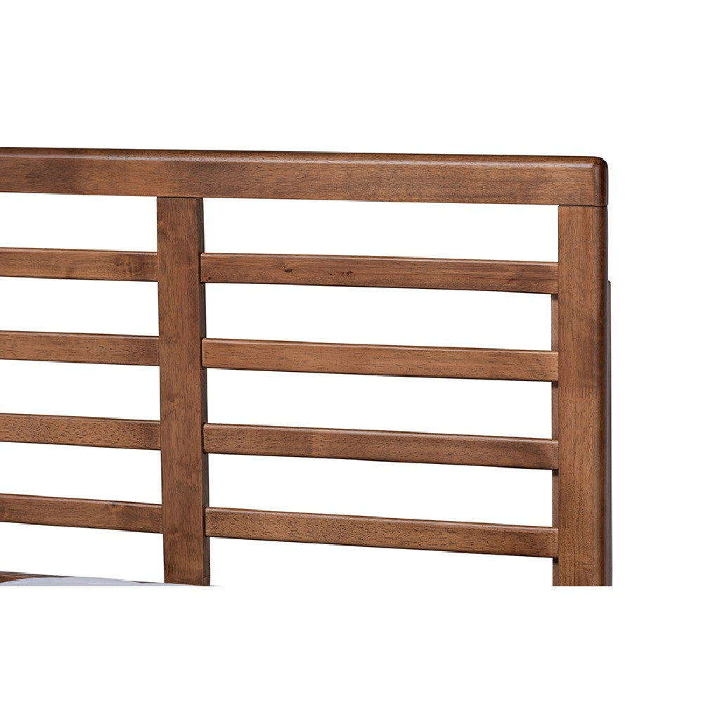 Baxton Studio Luciana Modern and Contemporary Light Grey Fabric Upholstered and Ash Walnut Brown Finished Wood Queen Size Platform Bed