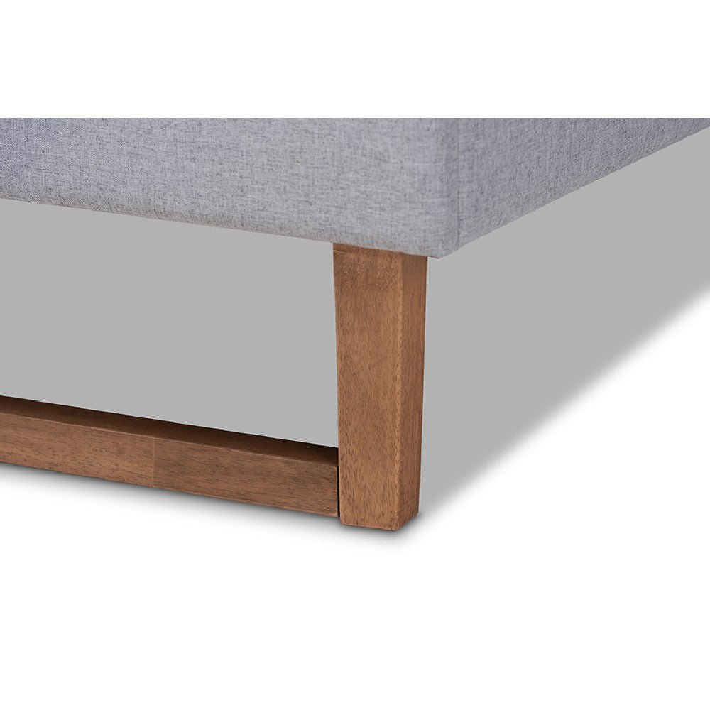 Baxton Studio Luciana Modern and Contemporary Light Grey Fabric Upholstered and Ash Walnut Brown Finished Wood Queen Size Platform Bed