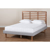 Baxton Studio Luciana Modern and Contemporary Light Grey Fabric Upholstered and Ash Walnut Brown Finished Wood Queen Size Platform Bed
