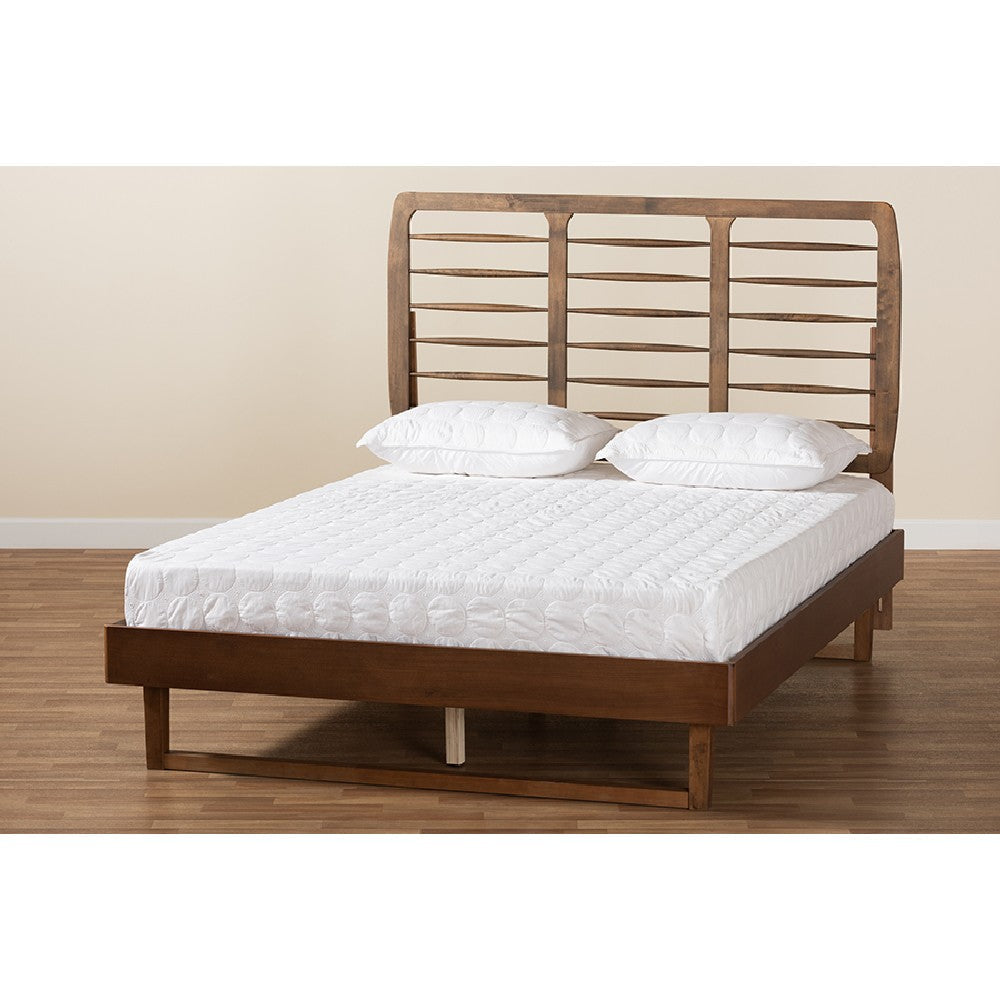 Baxton Studio Lucie Modern and Contemporary Walnut Brown Finished Wood Full Size Platform Bed