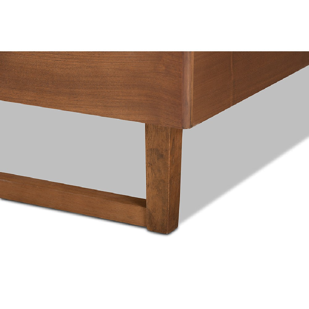 Baxton Studio Lucie Modern and Contemporary Walnut Brown Finished Wood Queen Size Platform Bed