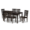 Baxton Studio Luisa Modern and Contemporary Transitional Dark Brown Finished Wood 7-Piece Dining Set WHI-Luisa-Dark-Brown-7PC-Dining-Set