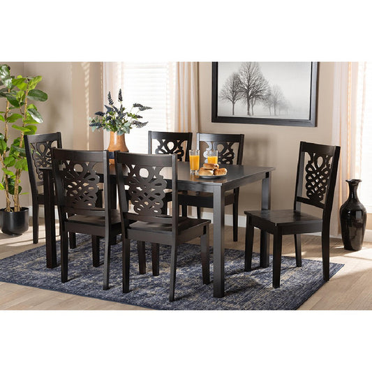 Baxton Studio Luisa Modern and Contemporary Transitional Dark Brown Finished Wood 7-Piece Dining Set