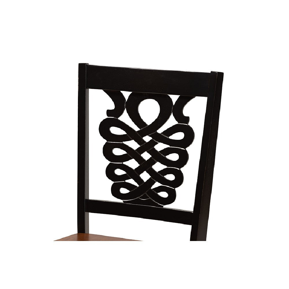 Baxton Studio Luisa Modern and Contemporary Two-Tone Dark Brown and Walnut Brown Finished Wood 5-Piece Dining Set