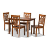 Baxton Studio Luisa Modern and Contemporary Transitional Walnut Brown Finished Wood 5-Piece Dining Set WHI-Luisa-Walnut-5PC-Dining-Set