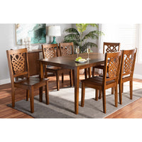 Baxton Studio Luisa Modern and Contemporary Transitional Walnut Brown Finished Wood 7-Piece Dining Set