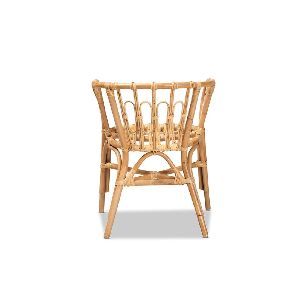 bali & pari Luxio Modern and Contemporary Natural Finished Rattan Dining Chair WHI-Luxio-Natural-DC