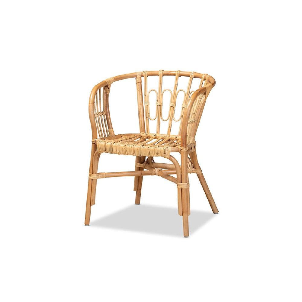 bali & pari Luxio Modern and Contemporary Natural Finished Rattan Dining Chair WHI-Luxio-Natural-DC