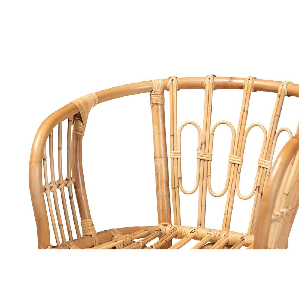 bali & pari Luxio Modern and Contemporary Natural Finished Rattan Dining Chair WHI-Luxio-Natural-DC
