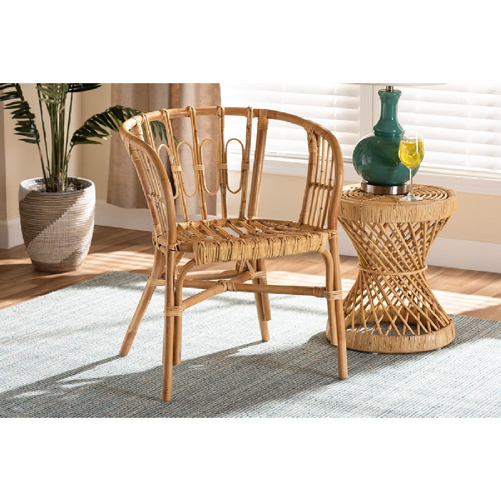 bali & pari Luxio Modern and Contemporary Natural Finished Rattan Dining Chair WHI-Luxio-Natural-DC