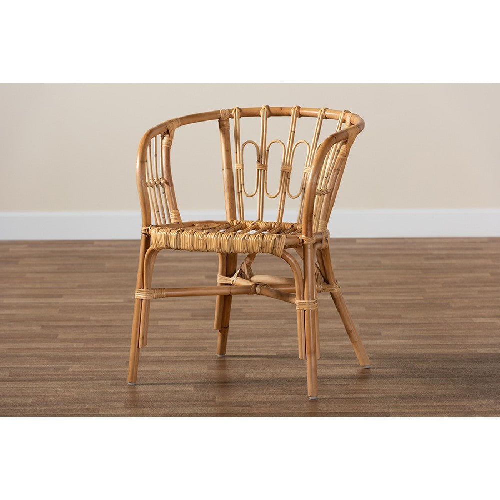 bali & pari Luxio Modern and Contemporary Natural Finished Rattan Dining Chair WHI-Luxio-Natural-DC