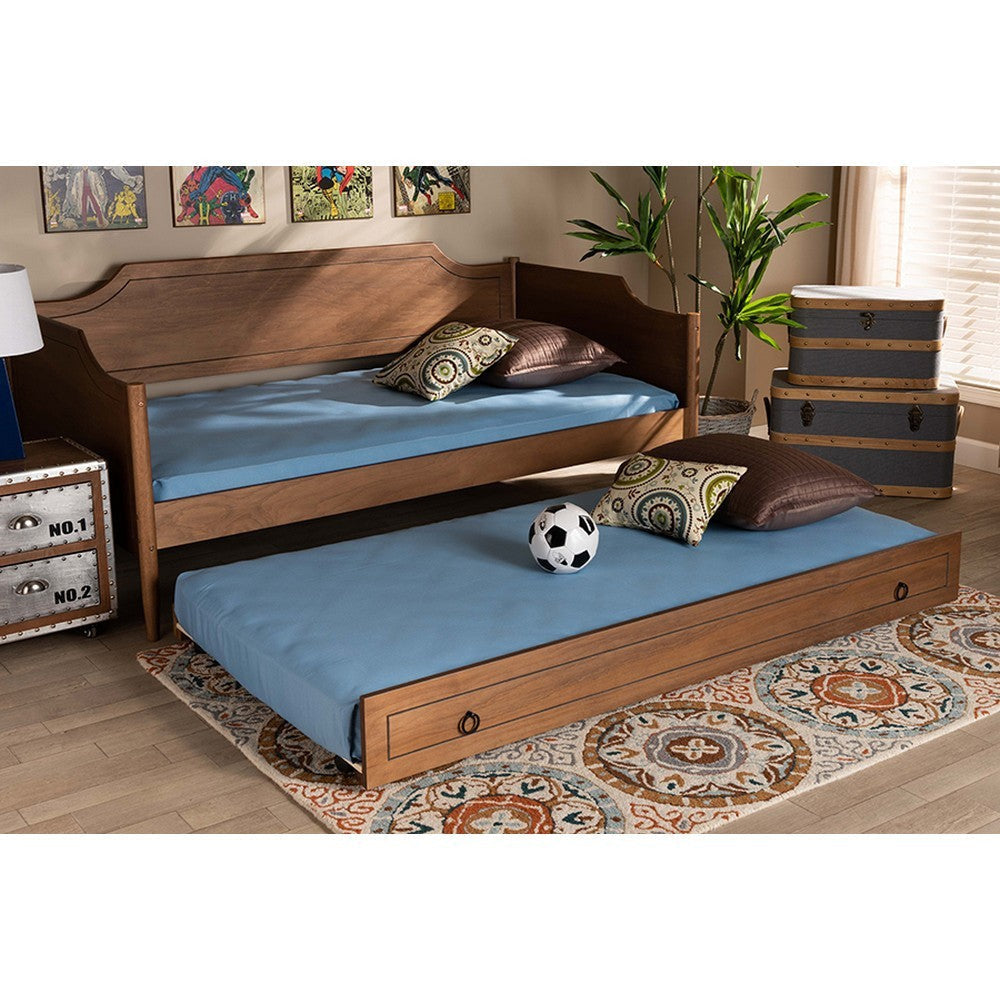 Baxton Studio Alya Classic Traditional Farmhouse Walnut Brown Finished Wood Twin Size Trundle