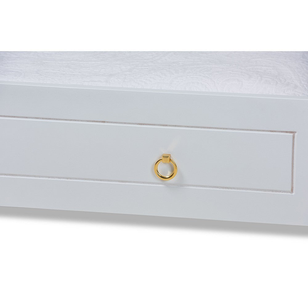 Baxton Studio Alya Classic Traditional Farmhouse White Finished Wood Twin Size Trundle WHI-MG-0016-1-White-Trundle