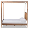 Baxton Studio Malia Modern and Contemporary Walnut Brown Finished Wood and Synthetic Rattan King Size Canopy Bed WHI-MG-0021-3-Walnut-King