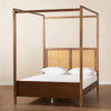 Baxton Studio Malia Modern and Contemporary Walnut Brown Finished Wood and Synthetic Rattan Queen Size Canopy Bed