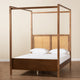 Baxton Studio Malia Modern and Contemporary Walnut Brown Finished Wood and Synthetic Rattan Queen Size Canopy Bed