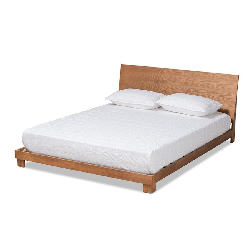 Baxton Studio Haines Modern and Contemporary Walnut Brown Finished Wood Full Size Platform Bed WHI-MG-0050-Ash-Walnut-Full