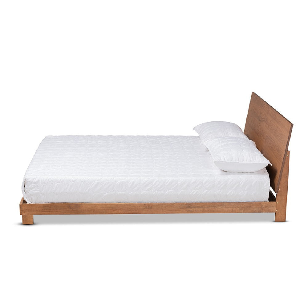 Baxton Studio Haines Modern and Contemporary Walnut Brown Finished Wood Full Size Platform Bed WHI-MG-0050-Ash-Walnut-Full