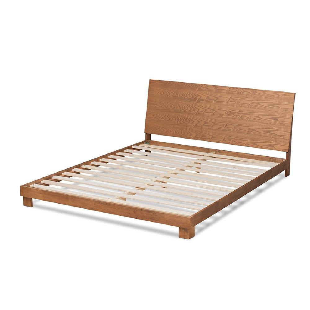 Baxton Studio Haines Modern and Contemporary Walnut Brown Finished Wood Full Size Platform Bed WHI-MG-0050-Ash-Walnut-Full