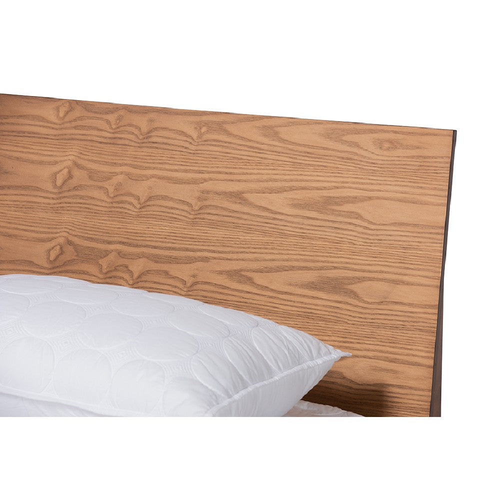 Baxton Studio Haines Modern and Contemporary Walnut Brown Finished Wood Full Size Platform Bed WHI-MG-0050-Ash-Walnut-Full
