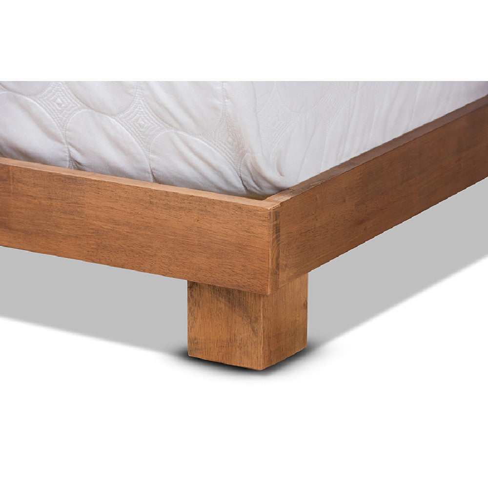 Baxton Studio Haines Modern and Contemporary Walnut Brown Finished Wood Full Size Platform Bed WHI-MG-0050-Ash-Walnut-Full