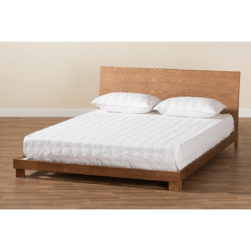 Baxton Studio Haines Modern and Contemporary Walnut Brown Finished Wood Full Size Platform Bed