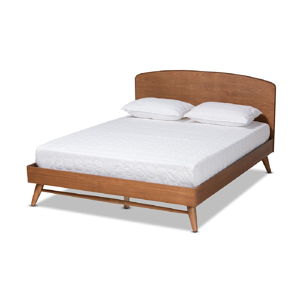 Baxton Studio Keagan Mid-Century Modern Transitional Walnut Brown Finished Wood Full Size Platform Bed