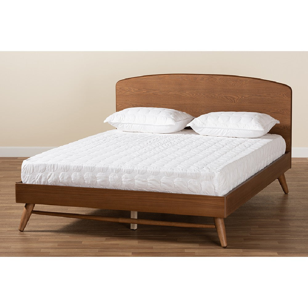 Baxton Studio Keagan Mid-Century Modern Transitional Walnut Brown Finished Wood Full Size Platform Bed