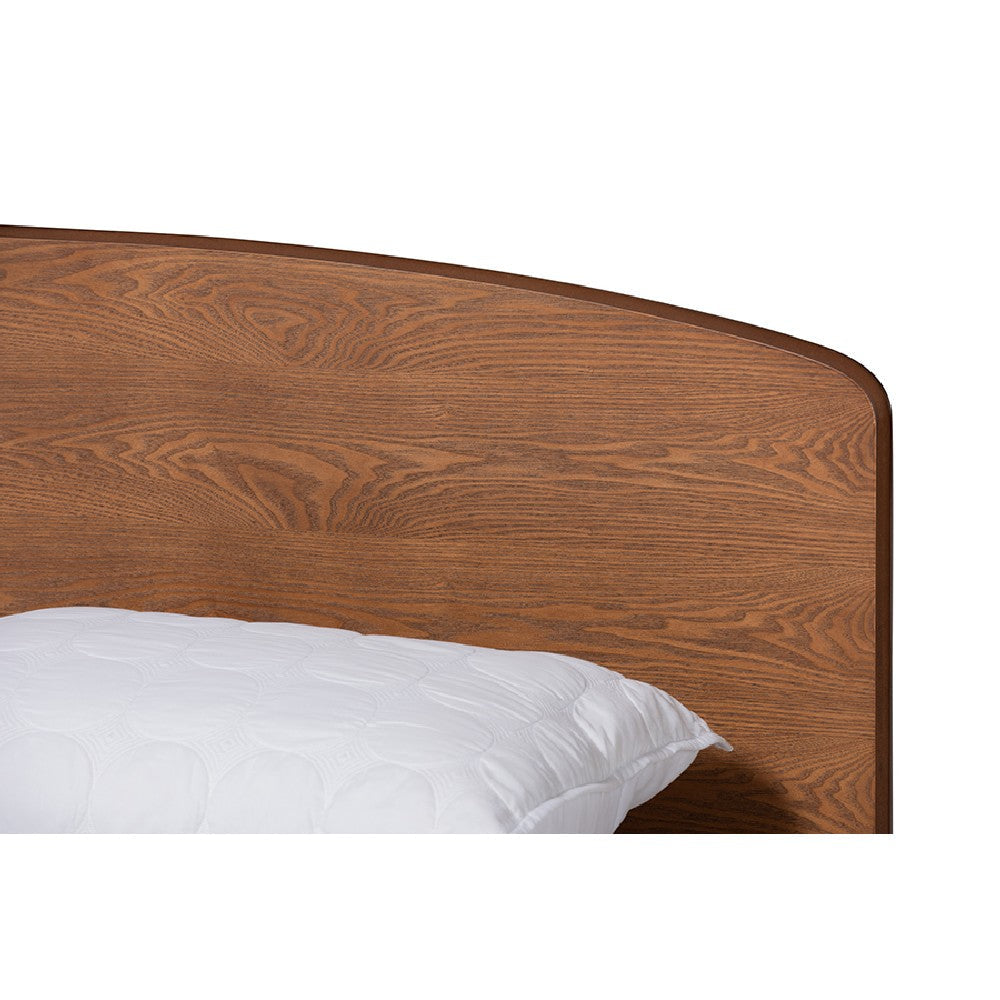 Baxton Studio Keagan Mid-Century Modern Transitional Walnut Brown Finished Wood Queen Size Platform Bed