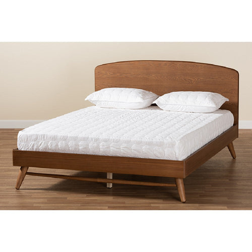 Baxton Studio Keagan Mid-Century Modern Transitional Walnut Brown Finished Wood Queen Size Platform Bed