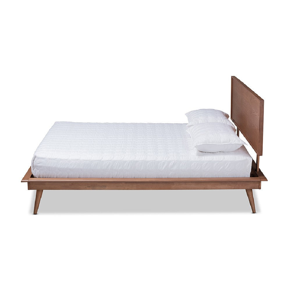 Baxton Studio Karine Mid-Century Modern Walnut Brown Finished Wood Full Size Platform Bed WHI-MG0004-Ash-Walnut-Full