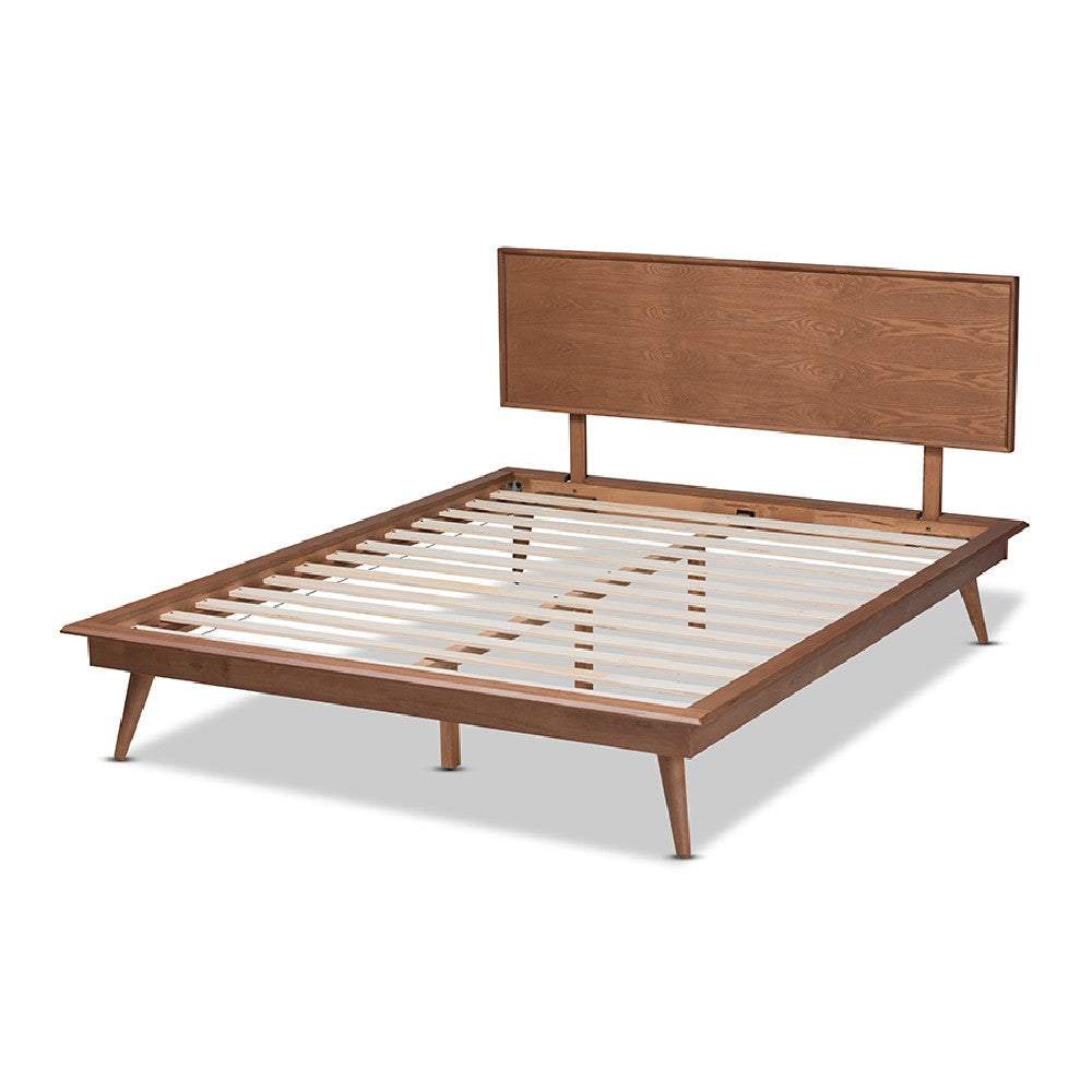 Baxton Studio Karine Mid-Century Modern Walnut Brown Finished Wood Full Size Platform Bed WHI-MG0004-Ash-Walnut-Full