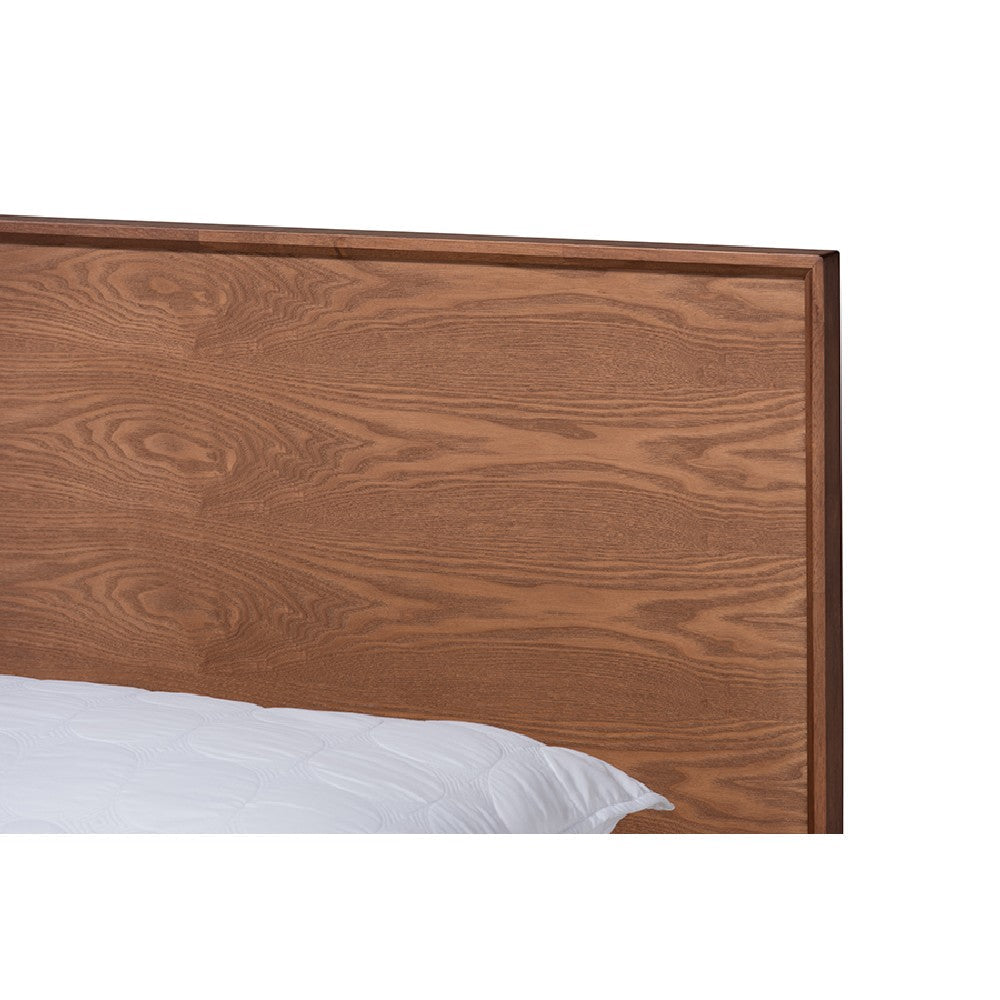 Baxton Studio Karine Mid-Century Modern Walnut Brown Finished Wood Full Size Platform Bed WHI-MG0004-Ash-Walnut-Full
