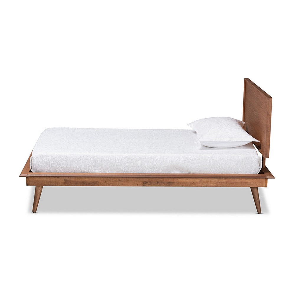 Baxton Studio Karine Mid-Century Modern Walnut Brown Finished Wood Twin Size Platform Bed
