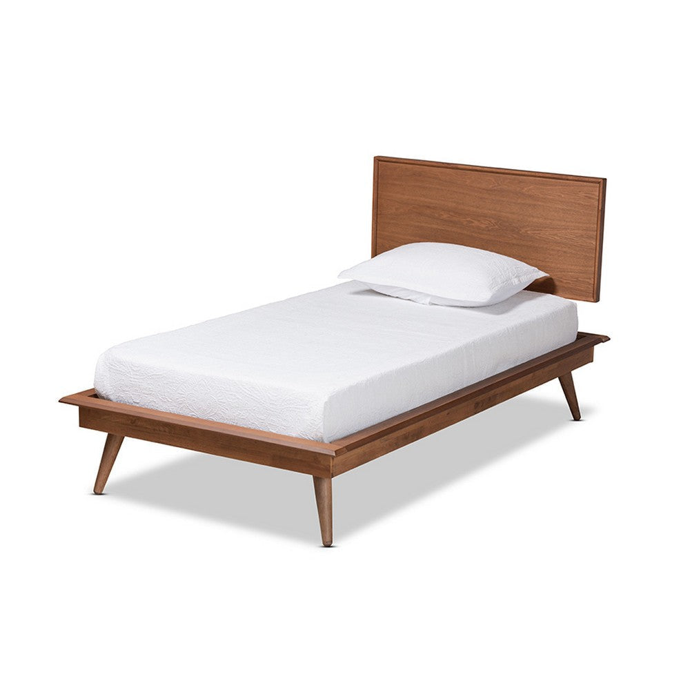 Baxton Studio Karine Mid-Century Modern Walnut Brown Finished Wood Twin Size Platform Bed