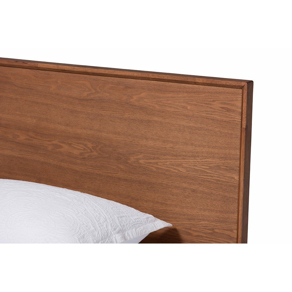 Baxton Studio Karine Mid-Century Modern Walnut Brown Finished Wood Twin Size Platform Bed